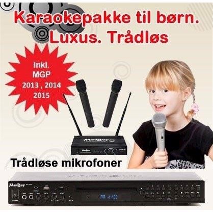 Luxus karaokepakke til børn. Med MGP karaoke & Trådløse mikrofoner